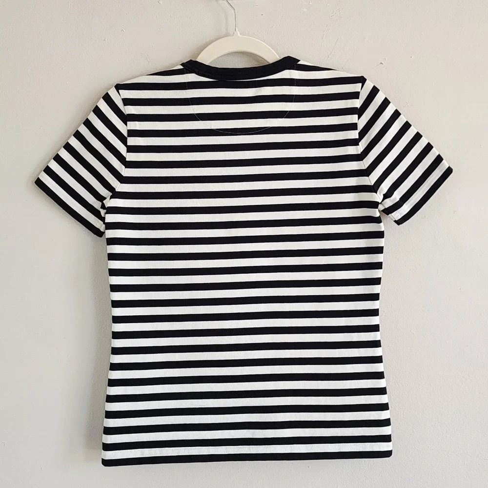 Tory Burch Timeless Striped T Shirt XS Old Money Designer Minimalist Classic